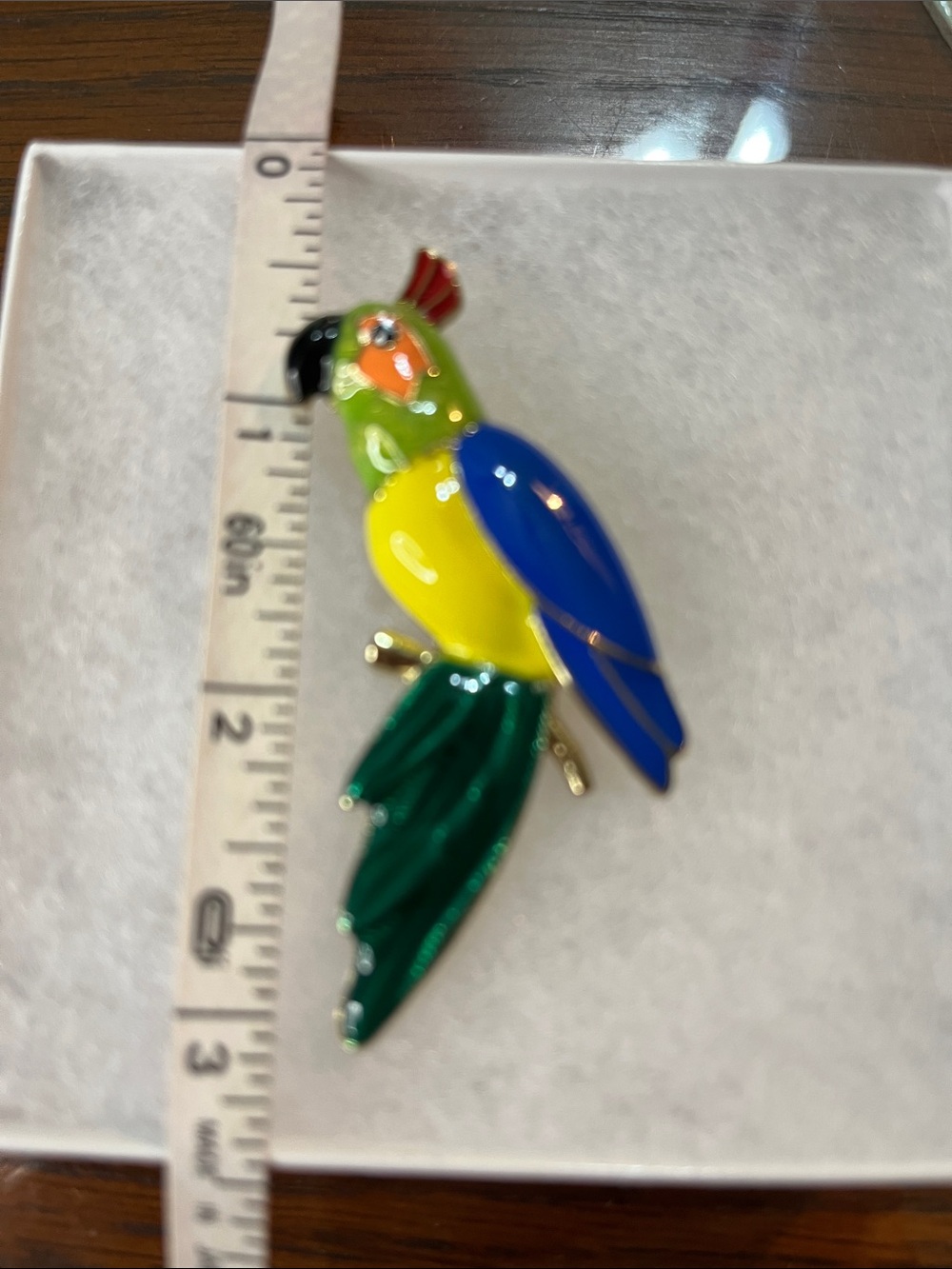 Colorful Parrot Enamel Brooch - Green, Yellow & Blue - Picture 3 of 3